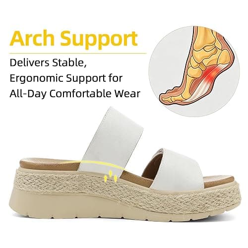 UBFEN Womens Platform Wedge Sandals Orthopedic Arch Support | Espadrille Slides, Comfortable Cushioned, Dressy for Summer Walking, Beach Vacation thumbnail 4