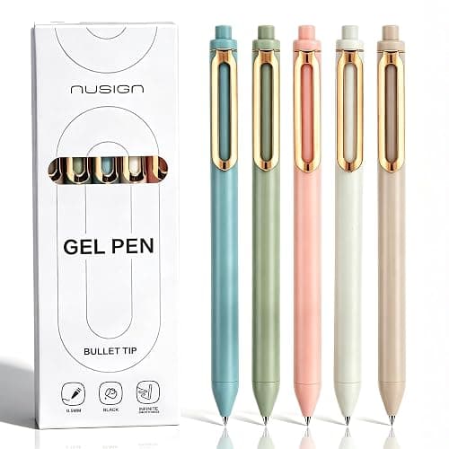 NUSIGN Gel Pens, 0.5mm Retractable Black Ink Rolling Ball Gel Pen,5 Pcs | Fine Point, Quick Dry ,Smooth Writing, No Bleed for Journaling Note Taking, Home School Office Supplies - Image 1