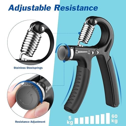 AIXPI Grip Strength Trainer, Hand Grip Exerciser Strengthener with Adjustable Resistance 11-132 Lbs (5-60kg), Forearm Strengthener, Hand Exerciser for Muscle Building and Injury Recover thumbnail 3