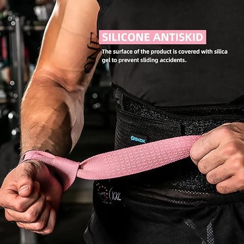 Lifting Straps Deadlift Gym Wrist Straps Weightlifting with Neoprene Cushioned Wrist Padded and Anti-Skid Silicone - for Bodybuilding, Xfit, Strength Training thumbnail 7