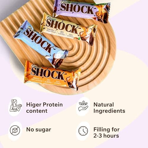 FitnesSHOCK Protein Bar Mix Box 24-Variety-Pack, No Added Sugar, High 20% Protein, Low Carb, Lower Calories, Rich in Fiber 24x50g - Mix Box 24 - 50g (Pack of 24) thumbnail 5