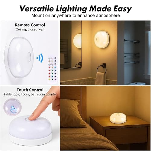 2-Pack Rechargeable Shower Light No Wiring, 15 RGBW Color Changeable Waterproof Lights for Shower with Remote(Dimmable＆Timer), LED Light for Inside Shower, Wireless Mood Lighting for Bathroom, White thumbnail 5