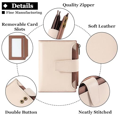 Airkit Small Wallet Women RFID Blocking Soft Leather Bifold Compact Card Holder Wallet for Women with Zipper Coin Pocket 4 ID Window thumbnail 5
