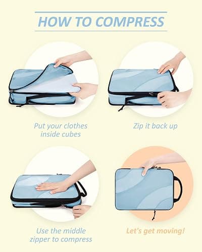 BAGSMART Compression Packing Cubes, 6 Set/4 Set/2 Set Travel Packing Cubes for Carry on Suitcases, Compression Suitcase Organizers Bag Set & Travel Cubes for Luggage, Lightweight Packing Organizers thumbnail 4