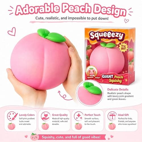 Giant Peach Squishy,Peach Peach Toys Slow Rising Soft Peach Fruit Toy, Stress Relief Squishy (1pc) thumbnail 5