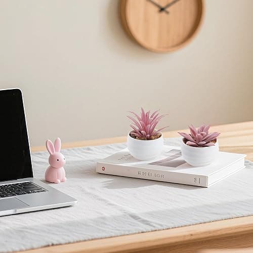 Der Rose Set of 6 Pink Succulents Plants Artificial in Pots Small Fake Plants for Girls Pink Room Decor Office Desk Accessories for Women thumbnail 6