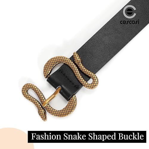 C O E CESCOSI Women Leather Belt with Snake Buckle Fashion Women Belt for Jeans Pants Dresses thumbnail 5