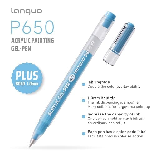 languo Acrylic Gel Pens for Coloring, 36 Colors Set 3D Acrylic Paint Pens with 1.0mm Bullet Tip for Adult Coloring, Colored Gel Pens for Black Paper, Rock, Glass, Fabric, DIY and Art Crafts Supplies thumbnail 3