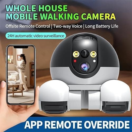 Firam Bot Robot, 1080p HD DIY Bot Robot Home Cameras on Wheels, Movable Pet Cameras Battery-Powered, 2-Way Talk, Night Vision, APP Remote Control, Night Vision, Smooth Pan & Tilt (128 GB) thumbnail 2