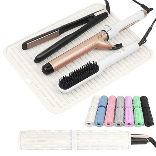 AMIJEAL Oversize Silicone Heat Resistant Mat for Hair Tools(14.2" x 11") | Curling Iron Mat, Hot Tools Holder, Portable Flat Iron Hair Straightener Pad Cover for Travel Vanity Salon - Image 1