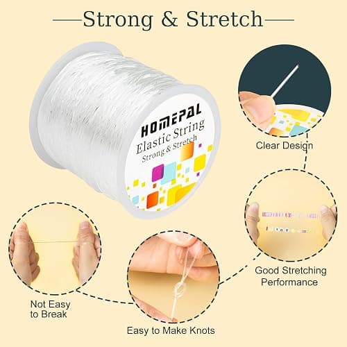 Homepal 1mm Elastic String for Bracelets, Clear Elastic String Elastic Cord for Jewelry Making, Crystal Jewelry String for Bracelets, Necklaces, Beading and Crafts 100m/roll thumbnail 4