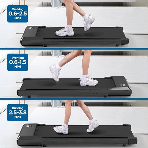 SupeRun Walking Pad, Under Desk Treadmill, 3 in 1 Portable Treadmill with Remote Control LED Display, 2.5 HP Quiet Walking Jogging Machine for Office Home Use, 300 Lbs Capacity thumbnail 8