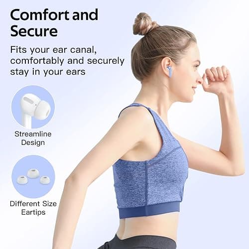 TAGRY Bluetooth Headphones True Wireless Earbuds 60H Playback LED Power Display Earphones with Wireless Charging Case IPX5 Waterproof in-Ear Ear buds with Mic for TV Smart Phone Laptop Computer Sports thumbnail 7