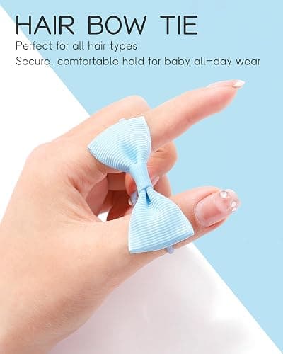 40PCS 2 Inches Baby Girls Hair Bows Ties Mini Boutique Elastic Hair Rubber Ribbon Hair Band Accessories for Kids Toddlers Infants (40 PCS), Multi-colored thumbnail 7