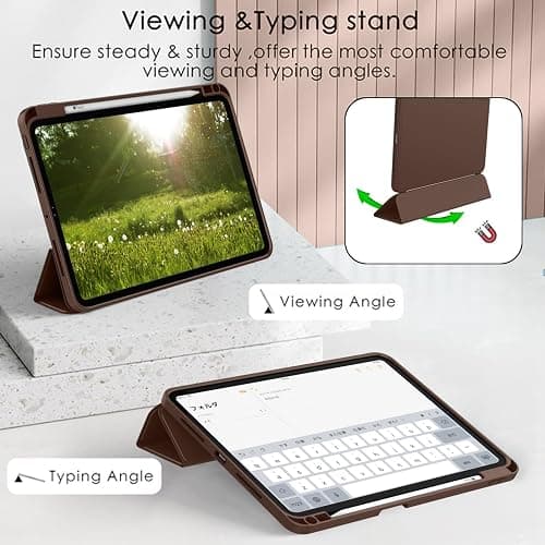 ZryXal 2024 iPad Pro 11 Inch Case M4 (5th Generation) with Pencil Holder, Smart iPad Case [Support Pencil Pro and Pencil (USB-C)], Support Touch ID and Auto Wake/Sleep (Chocolate) - Chocolate thumbnail 5