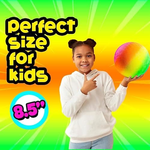PlayBolt Rainbow Playground Ball - 8.5Inch (Pack of 1) Rubber Bouncy Inflatable Balls for Kids and Adults, Indoor and Outdoor Games, Kickball, Dodgeball, Four Square, and More thumbnail 3