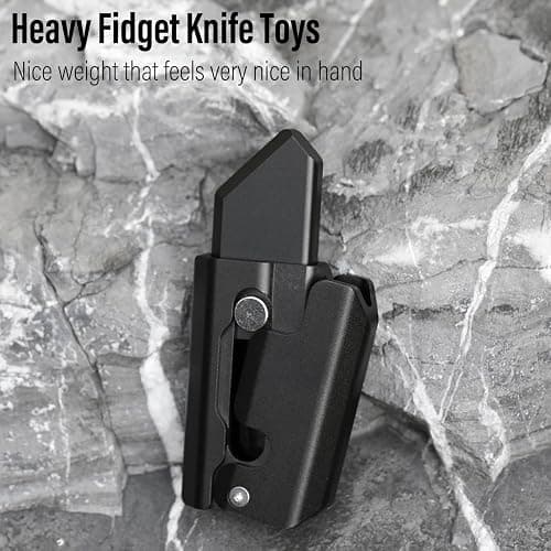 FREELOVE Fidget Knife Toys for Adults, Metal Heavy Sturdy Finger Slider, Gravity Slide Figette Block, Inertia Flipping Pocket EDC for Men Teens Anxiety Fun Cool, Black thumbnail 7