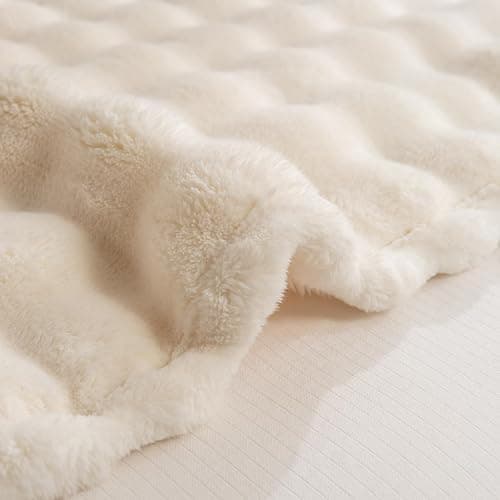 YUSOKI Luxury 3D Bubble Throw Blanket 2lb,All Ages,Home Decoration, (Ivory,50 * 60inches) thumbnail 8
