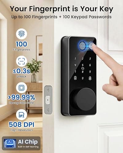 IBLOG Smart Deadbolt Lock, Fingerprint Keyless Entry Door Lock App Control, Electronic Touchscreen Keypad, Auto Locking, IP54 Weatherproof, Easy Install Digital Deadbolt for Front Door thumbnail 3