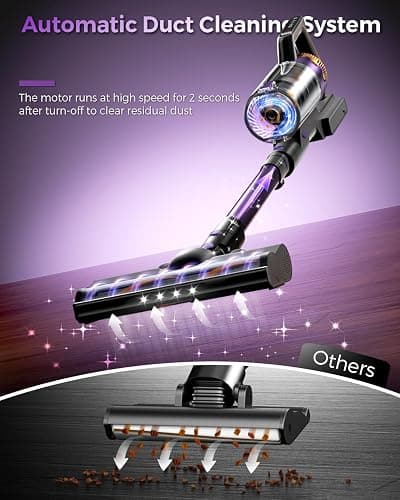 Cordless Vacuum Cleaner, 580W/48Kpa Vacuum Cleaners with 65 Min Runtime, Lightweight Wireless Vacuum with LED Headlights/Screen, wall mount, Removable Handheld Vacuum for Pet Hair/Carpets/Floors/Sofa thumbnail 8