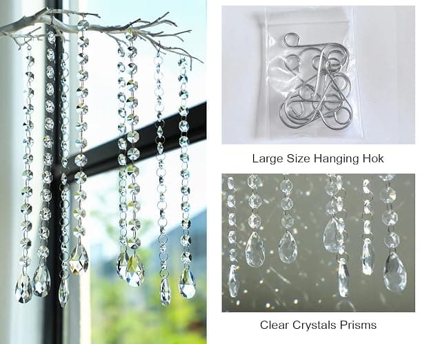 KANPURA 1ft 10pcs Teardrop Crystals Garland,Crystal Teardrop Chandelier Replacement,Hanging Glass Crystals for Chandelier, Christmas Tree, Wedding Decor(Clear) thumbnail 7