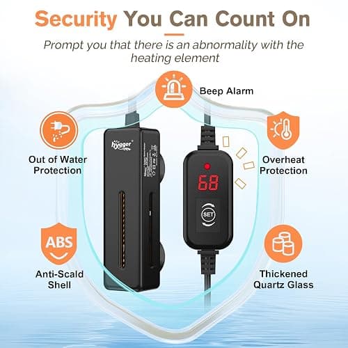 hygger Mini Fish Tank Submersible Heater 20W for 1-5 Gallons Desktop Betta Aquarium Heater with Digital Display Controller Adjustable Temperature thumbnail 3
