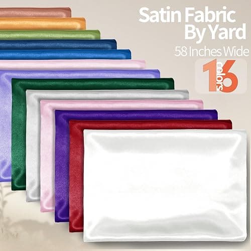 Homiest White Satin Fabric by The Yard, 1 Yard x 58 Inch | Silky Smooth Finish, Not Fade Not Shrink, Ideal for Wedding Dress Bridal Clothing DIY, Silky & Shiny Cloth, Machine Washable thumbnail 3
