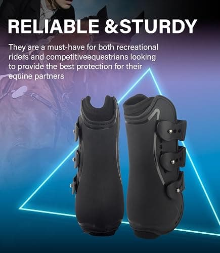 HackFond Horse Tendon Boots, Fetlock Boots & Open Front Boots for Jumping, Set of 4, Horse Protection Leg Guard thumbnail 6