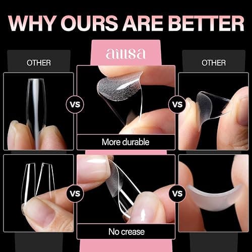 AILLSA Medium Almond Shaped Nail Tips - 15 Sizes 450pcs Acrylic Nails Tip Full Cover Half Matte Nails Tips Press on Nails for DIY Home Salon thumbnail 5