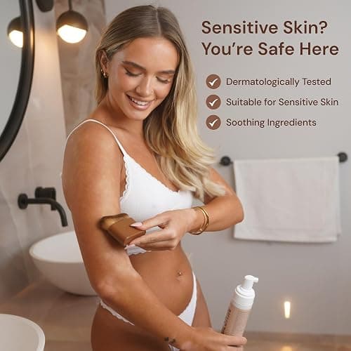 SOLSKIN Tanning Mousse with Hyaluronic Acid & Aloe for Natural Bronze Glow - Fast-drying Fake Tan, Moisturising Formula for Sensitive Skin, Streak-Free, Vegan & Cruelty-Free, 200ml (Medium Deep) thumbnail 4