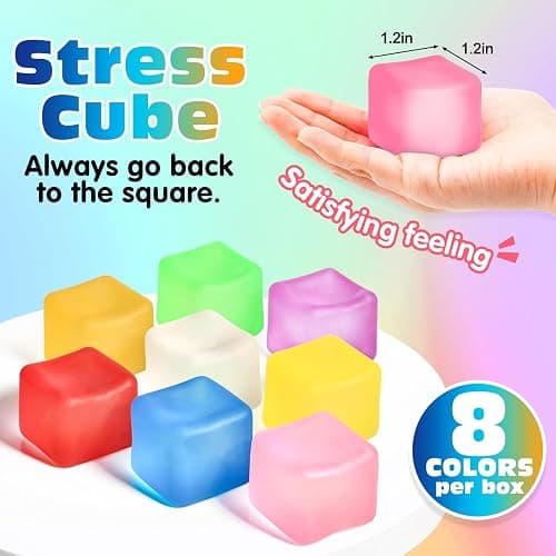 VISCOO 8 Pack Stress Cube, Slow Rising Ice Cube Squishy, Stress Balls for Adults Kids Party Favors/ Classroom Prizes, Sensory Fidget Toy for Anxiety Relief thumbnail 3