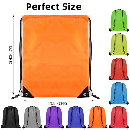 GoodtoU Drawstring Bags Bulk 100 Pack, Nylon Drawstring Backpack Cinch Bags for Kids & Adults, Lightweight String Backpacks for Gym School Travel Party Favors Goodie Bags, 15.5 x 13.5 in, 10 Colors thumbnail 2