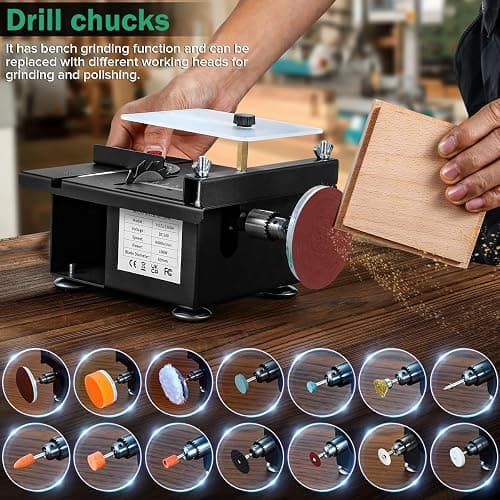 Mini Multi Functional Table Saw, mini Table Saws for Crafts, Portable Mini Desktop Electric Saw for Wood Cutting, Height & Angle Adjustable with More Accessories, for Wood, Plastic Acrylic Cutting thumbnail 5