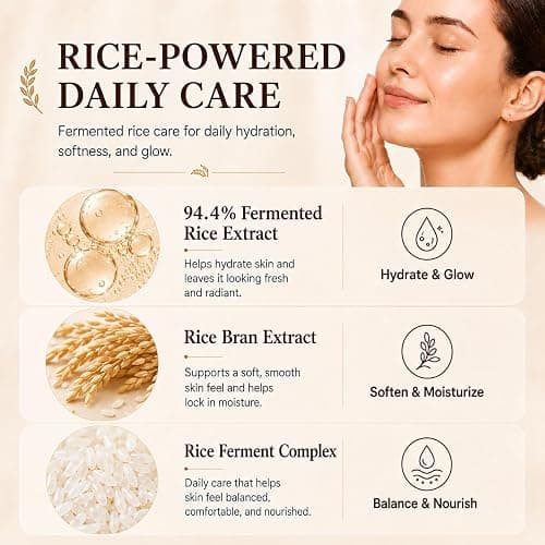 14PCS Complete Korean Skin Care Set for Kids 10-12 - Rice Skincare Kit with - Face Wash, Serum, Moisturizing Cream, Eye Cream, Masks, Brush & Headband, Travel Facial Gift Box Skin Care for Teens Women thumbnail 3