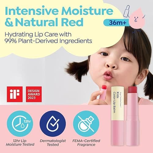 GOONGBE Kids' Color Lip Balm - Korean Kids Red Tint Lip Balm for Chapped and Cracked Lips with Natural Pigments - Hydrating Lips with Plant Oils and Shea Butter - Allergen Free Scent, 0.1 oz. thumbnail 2