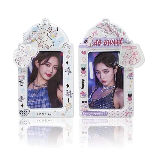LQTIIITQL 2 Sets Photocard Holder with Cute Lamb Keychain Y2K PhotoCard Holder Charm Holders Kawaii Photo Card Keychain ID Bus Card Holders - Image 1