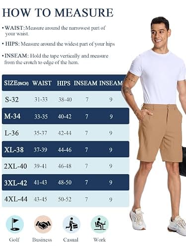 Zalify Mens Golf Dress Casual Shorts 7" 9" Lightweight Stretch with 4 Pockets Breathable Work Shorts thumbnail 6