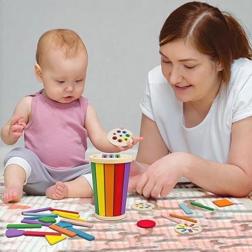 3 in 1 Wooden Shape Color Sorting Toddler Travel Toy 12 to 36 Months, Educational Sensory Learning Toys, Holiday Birthday Gifts for Kids (Original) thumbnail 2
