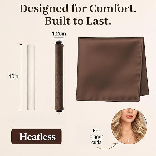 Overnight Blowout Rods | Heatless Curls Rollers Hair Curlers to Sleep In Foam Rolls Velvet Satin Long Short Curling Blow Out Look No Heat Dry Thin Thick Tools Set Soft by VISOFO (Brown, Set of 3) thumbnail 4