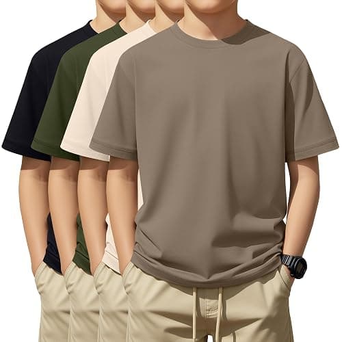 Mumucove 4 Pack Boys Short Sleeve T-Shirts 5-16 Years Crew Neck Layering Kids Casual Tops Basic Summer Loose Fit Shirts Tees - Image 1