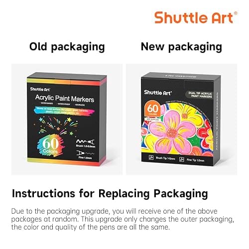 Shuttle Art 60 Colors Dual Tip Acrylic Paint Markers, Brush Tip and Fine Tip Acrylic Paint Pens for Rock Painting, Ceramic, Wood, Canvas, Plastic, Glass, Stone, Calligraphy, Card Making, DIY Crafts thumbnail 8