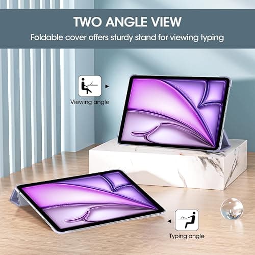 ProCase for New iPad Air 13 Inch Case M3 2025/ M2 2024, Slim Smart Cover with Translucent Hard Shell Back, Supports Touch ID, Auto Wake/Sleep -Purple - Purple thumbnail 5