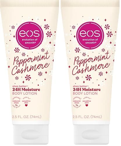 eos Shea Better Travel Size Body Lotion, Peppermint Cashmere, Holiday, Limited Edition Skin Care, 24-Hour Moisture, Body Lotion for Women, travel size toiletries, Vegan, 2.5 fl oz (Pack of 2) - Image 1