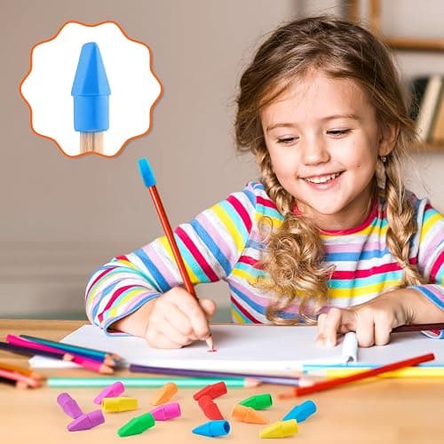 Sooez 120 Pack Pencil Top Erasers, Cap Pencil Eraser Toppers, Studying Supplies for Teachers Classroom Must Haves Pencil Erasers, 7 Colors thumbnail 2