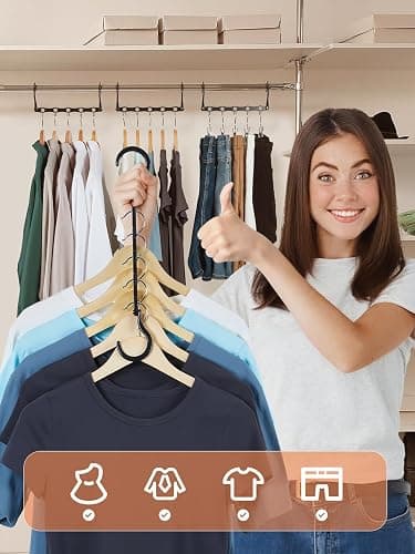 HOUSE DAY Black Magic Space Saving Hangers 10 Pack, Premium Smart Hanger Hooks, Sturdy Cascading Hangers with 5 Holes for Heavy Clothes, Closet Organizers and Storage, College Dorm Room Essentials thumbnail 2