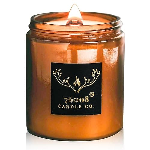76008 Candle Co. - Hazelnut Scented Candle with Wood Wick – Cozy Aromatherapy Candle Gift for Mom – Long-Lasting Natural Soy Wax, Crackling Wick, Mother's Day Gift Idea – 8oz Jar, Relaxing Home Decor - Image 1