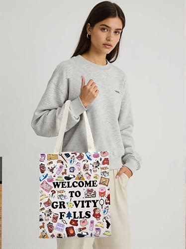 KUIYAI Cartoon Merchandise Tote Bag Mabel And Dipper Fans Gift Bill Gift Mystery Shack Canvas Bag (WelcomeGFallsTS-US) thumbnail 6