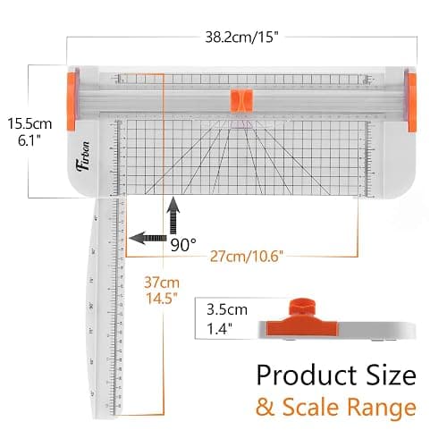 Firbon A4 Paper Cutter 12 Inch Titanium Paper Trimmer Scrapbooking Tool with Side Ruler for Craft Paper, Coupon, Label, Cardstock (White) thumbnail 3