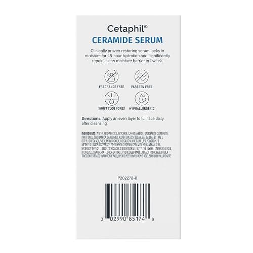 Cetaphil Ceramide Serum, Hydrates and Restores Skin Barrier, Formulated with Ceramides & Centella Asiatica, Designed for Sensitive Skin, Fragrance Free, Dermatologist Tested, 1oz thumbnail 9
