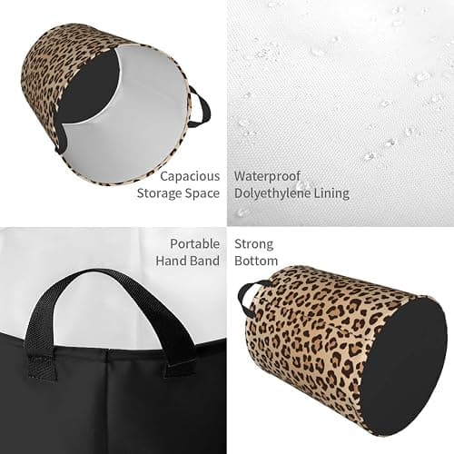 Gbuzozie Leopard Print Round Laundry Hamper Animal Skin Texture Storage Basket Toys Clothes Organizer Bin For Home Bathroom Bedroom Dorm Nursery, 38l thumbnail 6